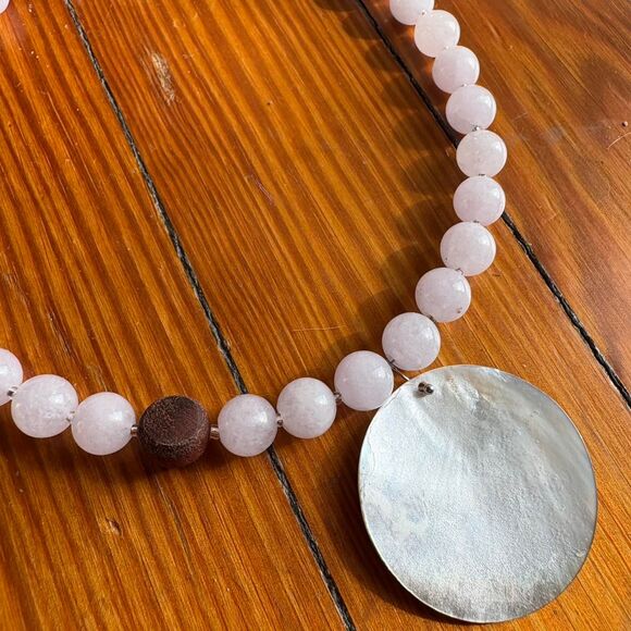 Handmade One of a Kind Pink/Mother of Pearl necklace - Picture 5 of 6